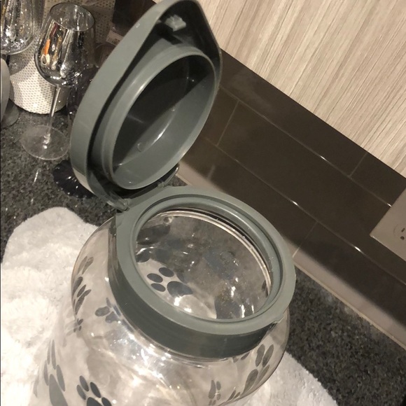 Dog Snack Jar - Plastic Gray Paw Prints - Picture 4 of 6